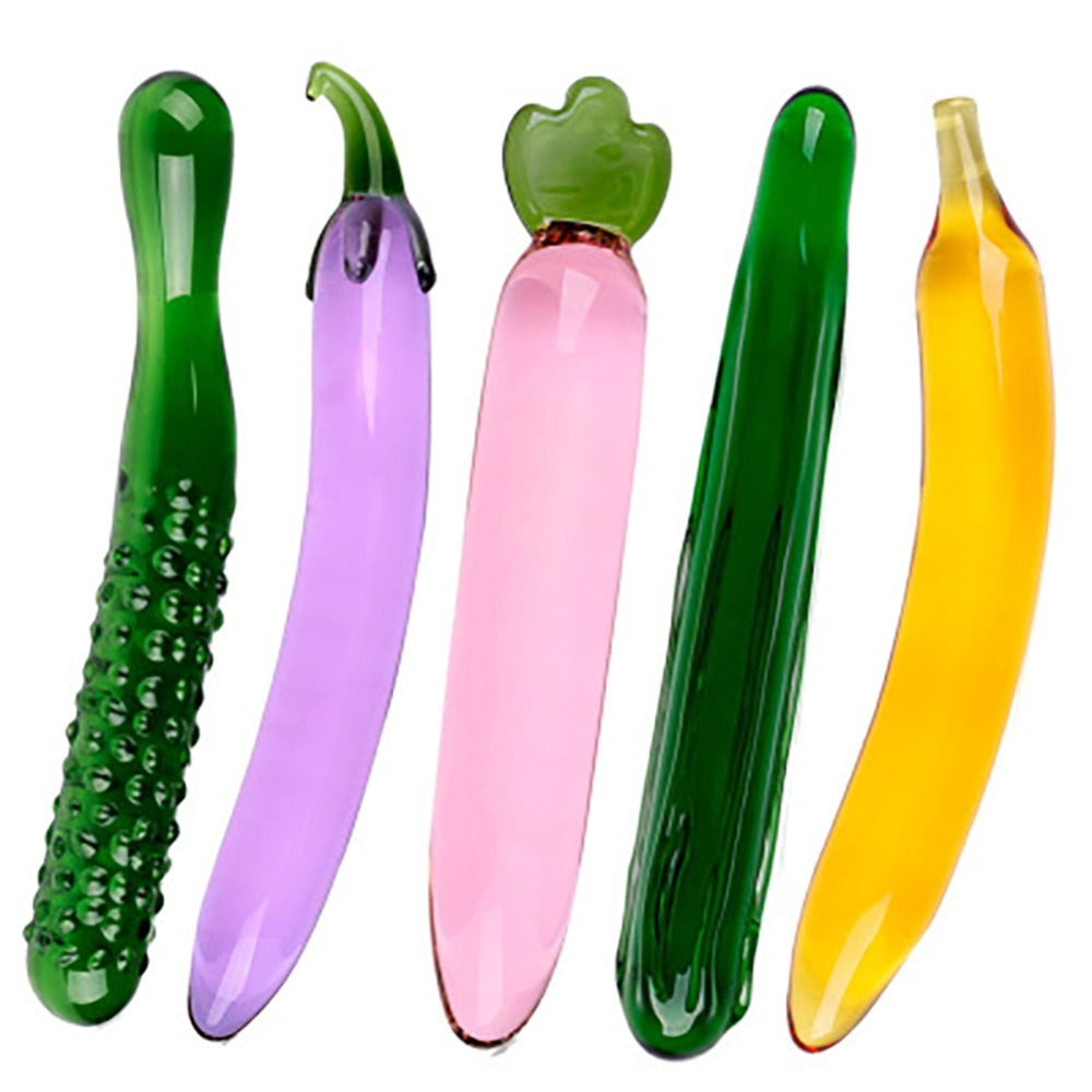 Fruit Vegetable Shape Female Masturbation Pyrex Glass Dildo