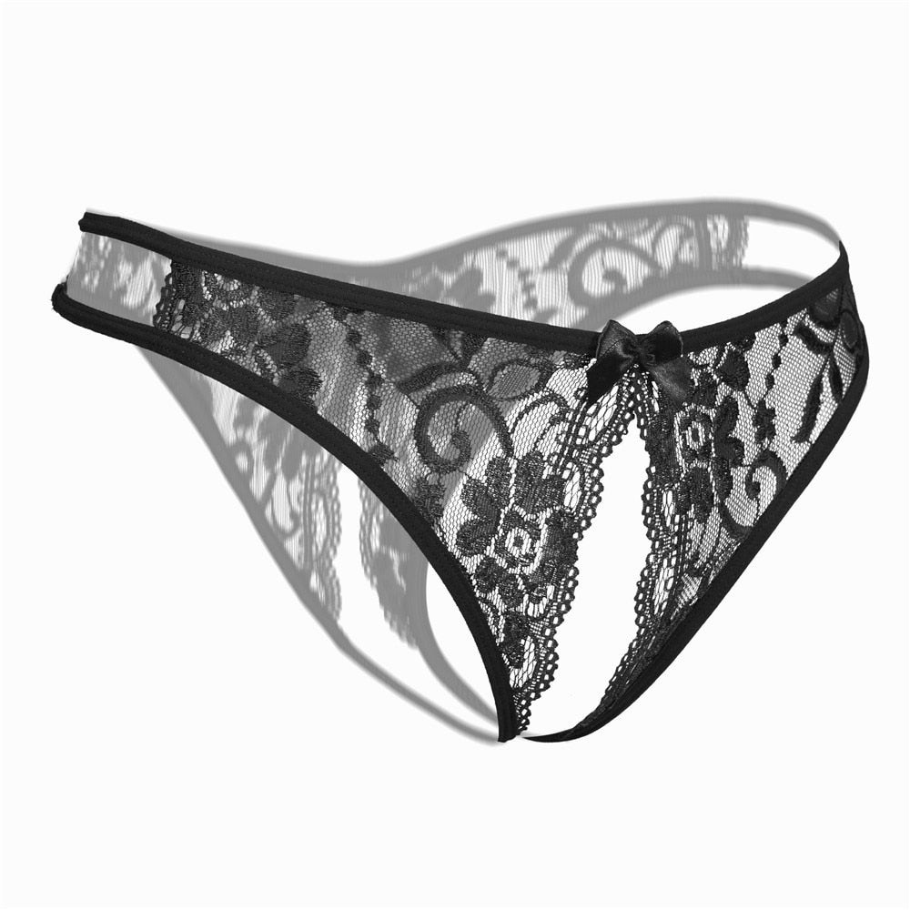 Women Sexy Lingerie hot erotic sexy panties Crotchless underpants sex wear briefs with bow front